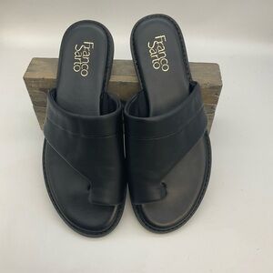 Franco Sarto Julees Black Slide Sandals with Toe Loop